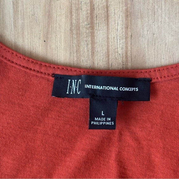 INC International Concepts Rust Wrap Blouse - Picture 5 of 8